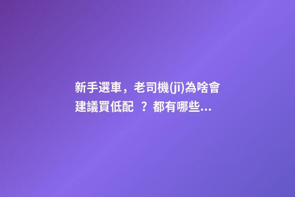 新手選車，老司機(jī)為啥會建議買低配？都有哪些玄機(jī)？